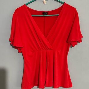 Worthington Red Ruffled Wrap Blouse